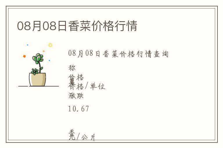 08月08日香菜價(jià)格行情