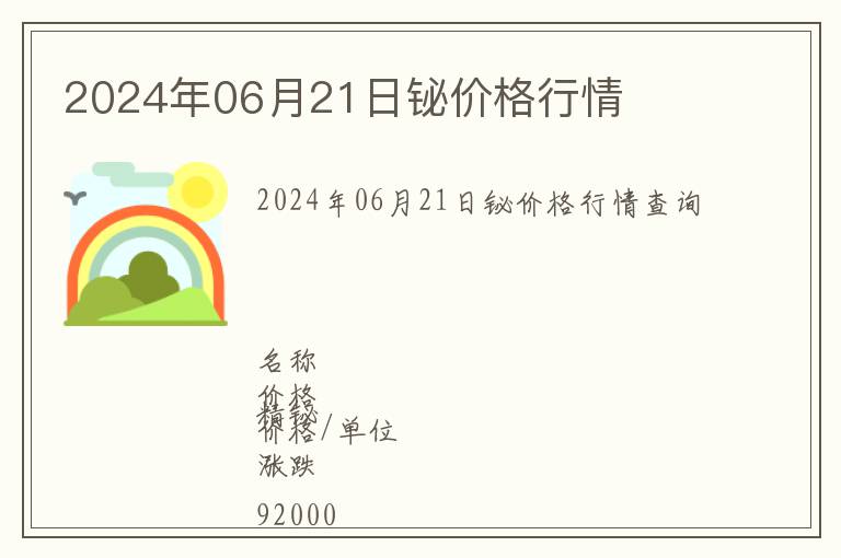 2024年06月21日鉍價格行情
