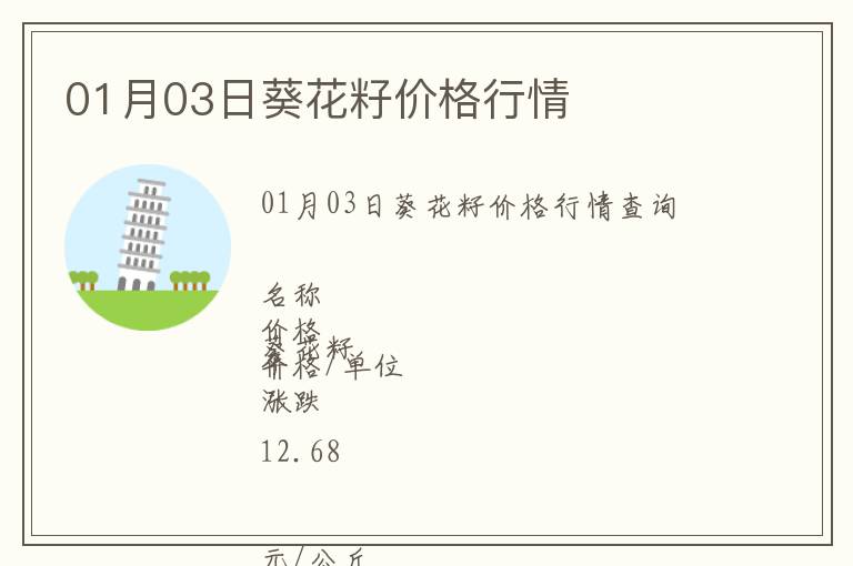01月03日葵花籽價(jià)格行情