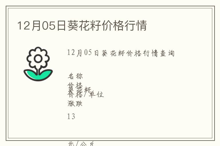 12月05日葵花籽價(jià)格行情