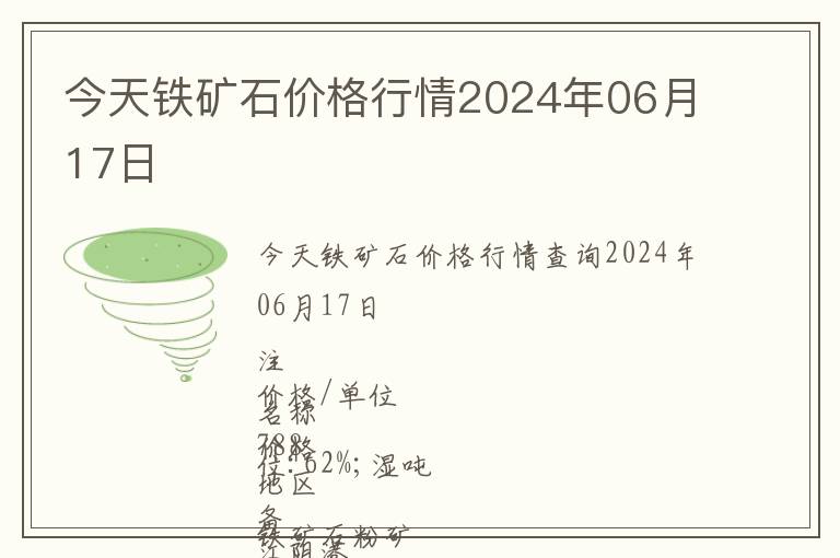 今天鐵礦石價(jià)格行情2024年06月17日