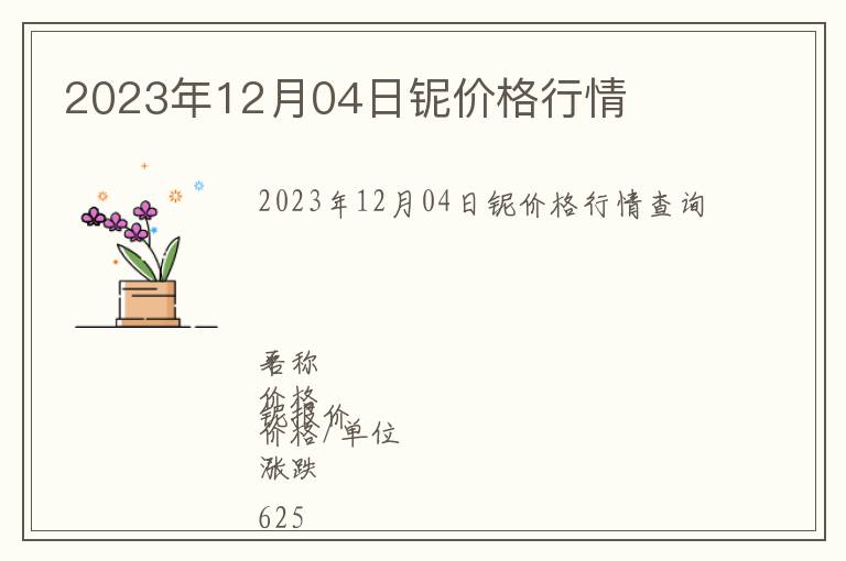 2023年12月04日鈮價格行情