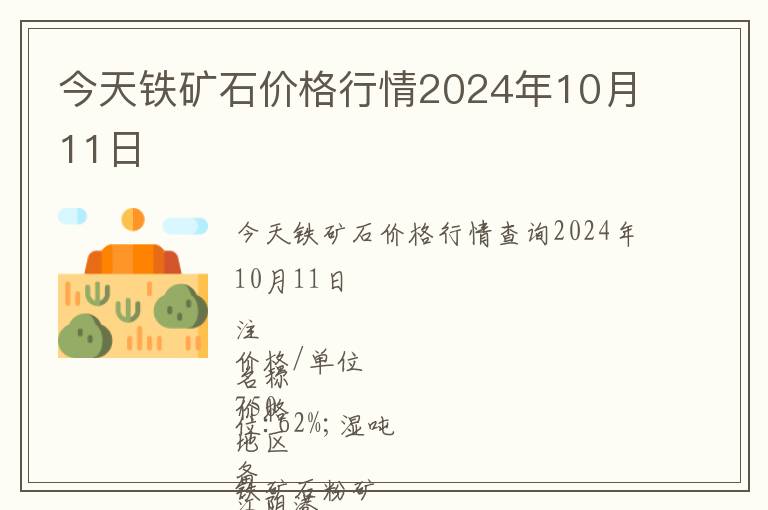今天鐵礦石價格行情2024年10月11日