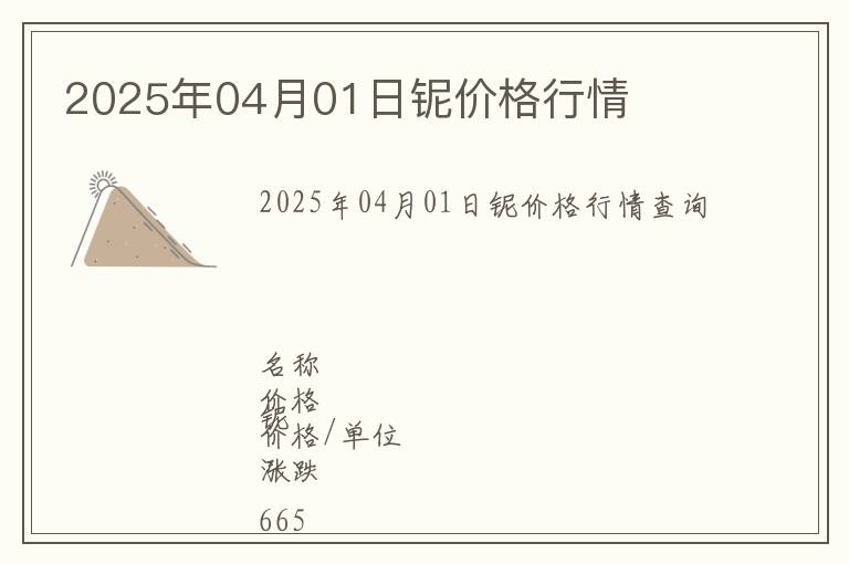 2025年04月01日鈮價格行情
