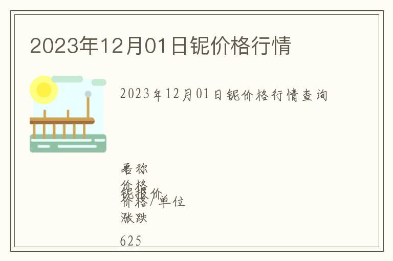2023年12月01日鈮價格行情