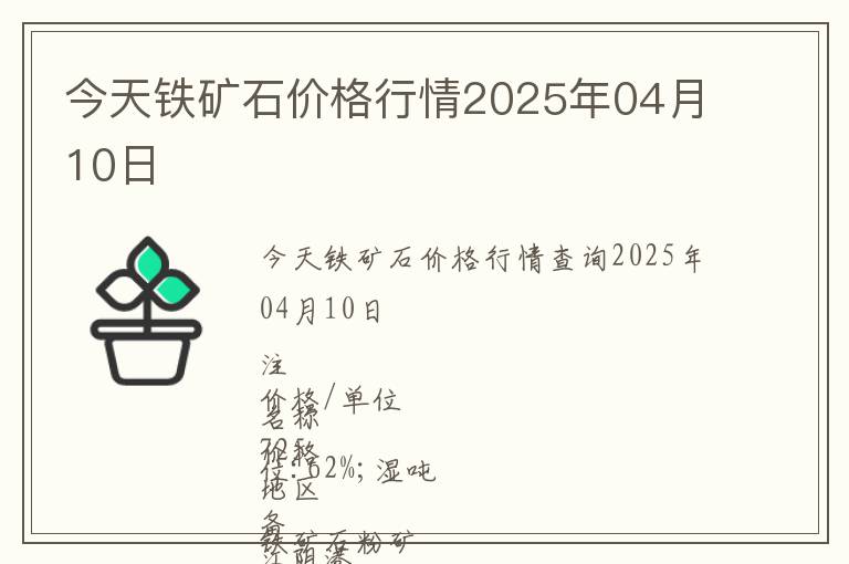 今天鐵礦石價格行情2025年04月10日