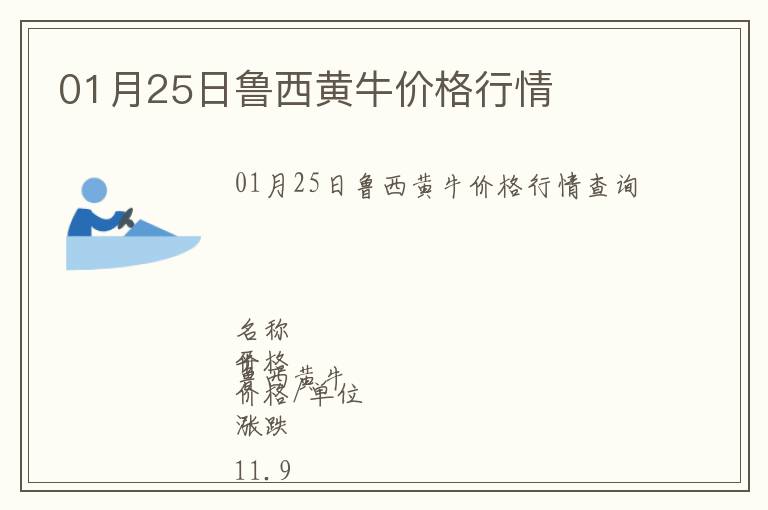 01月25日魯西黃牛價(jià)格行情