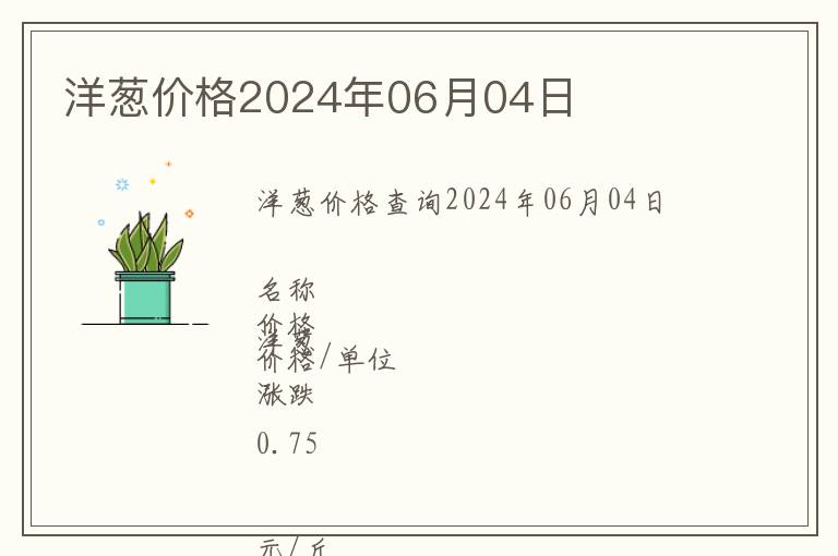 洋蔥價格2024年06月04日
