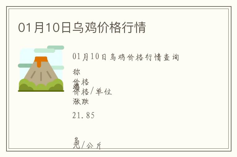 01月10日烏雞價(jià)格行情