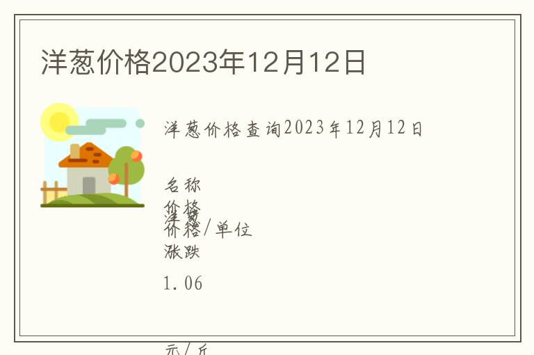 洋蔥價格2023年12月12日