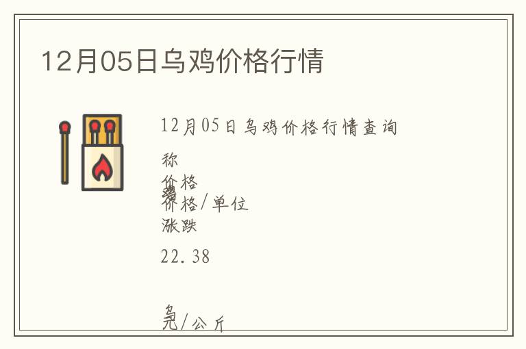 12月05日烏雞價(jià)格行情