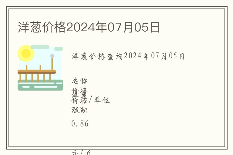 洋蔥價格2024年07月05日