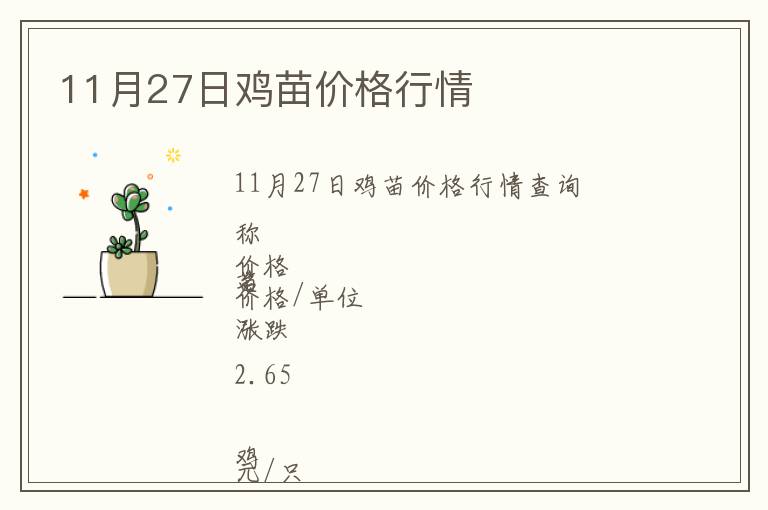 11月27日雞苗價(jià)格行情
