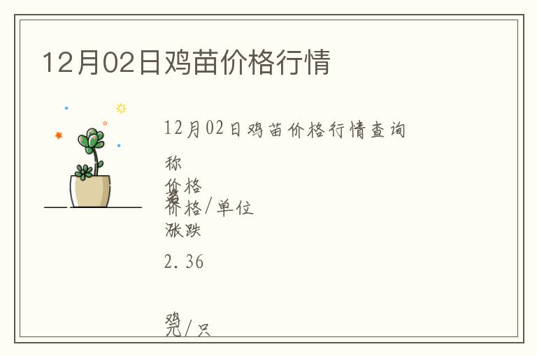 12月02日雞苗價(jià)格行情