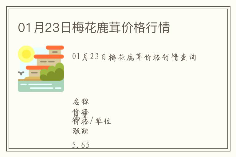 01月23日梅花鹿茸價格行情