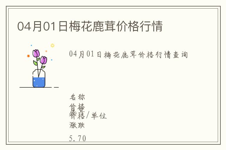 04月01日梅花鹿茸價(jià)格行情