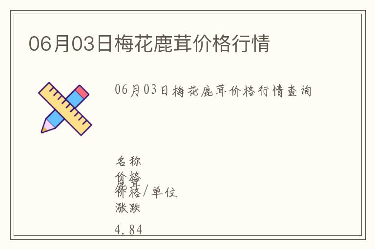 06月03日梅花鹿茸價格行情