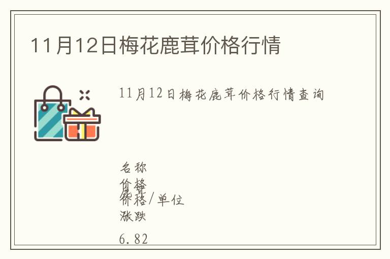 11月12日梅花鹿茸價格行情