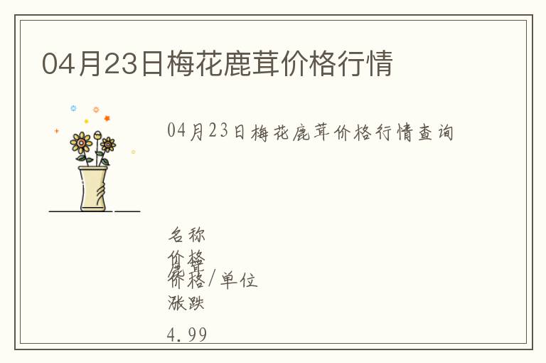 04月23日梅花鹿茸價(jià)格行情