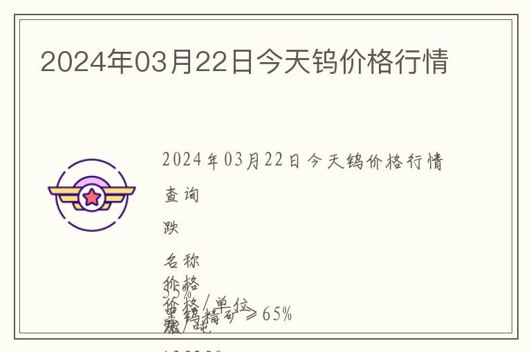 2024年03月22日今天鎢價格行情