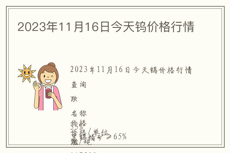 2023年11月16日今天鎢價(jià)格行情