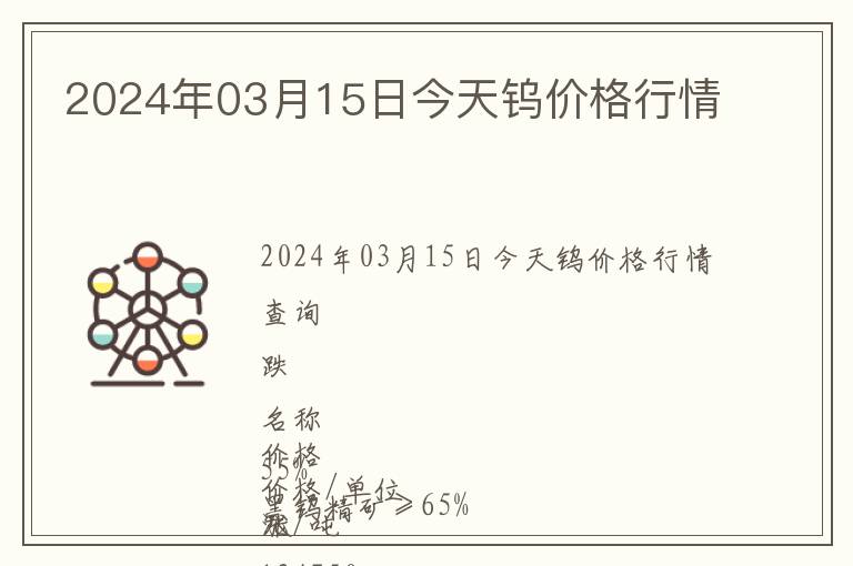 2024年03月15日今天鎢價格行情