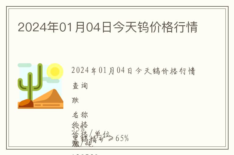 2024年01月04日今天鎢價格行情