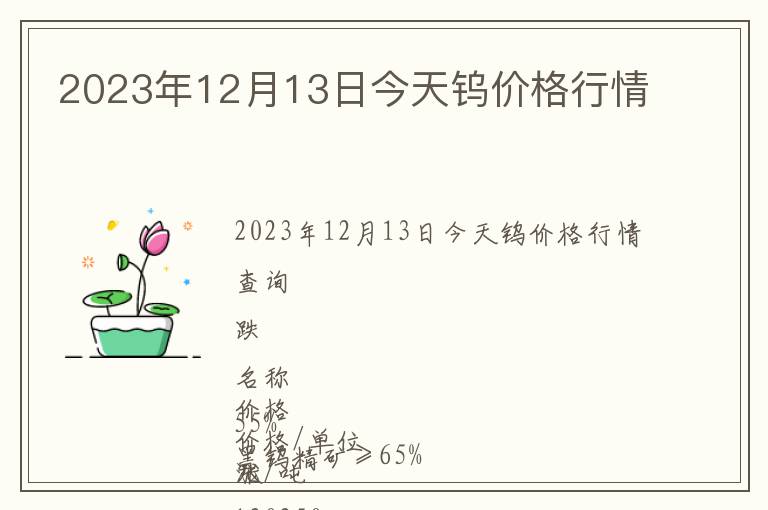 2023年12月13日今天鎢價格行情