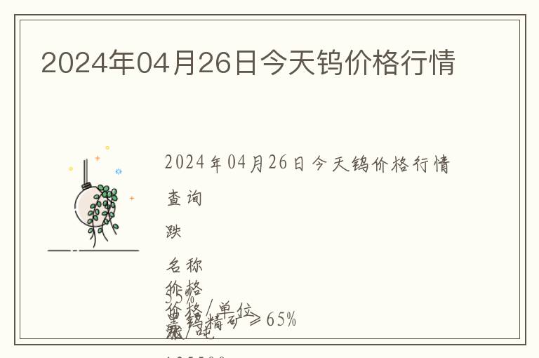 2024年04月26日今天鎢價(jià)格行情