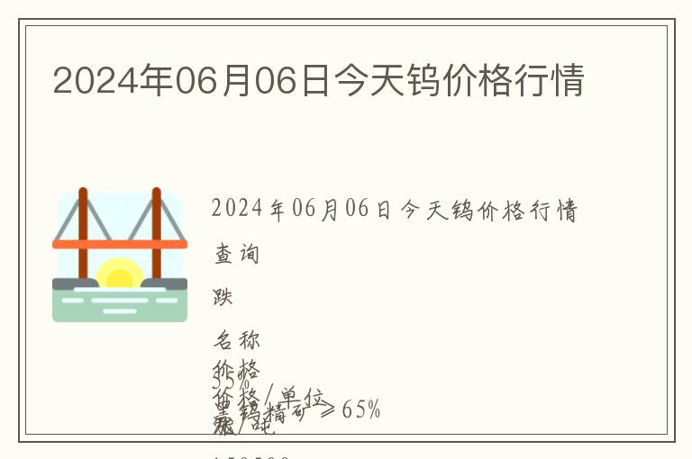 2024年06月06日今天鎢價格行情