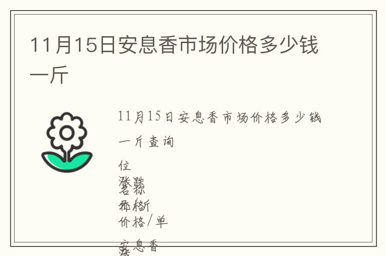 11月15日安息香市場價(jià)格多少錢一斤