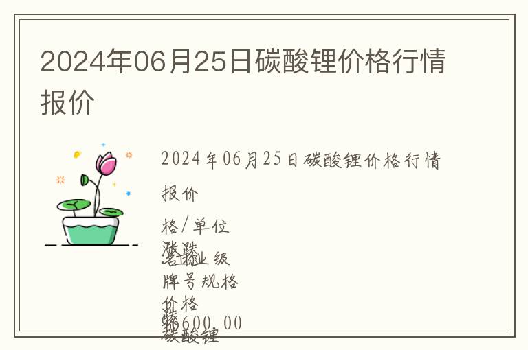 2024年06月25日碳酸鋰價格行情報價