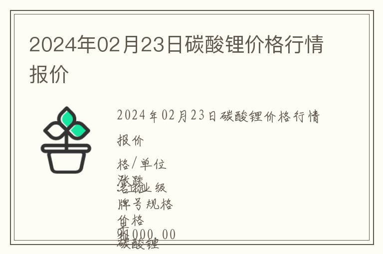 2024年02月23日碳酸鋰價格行情報價