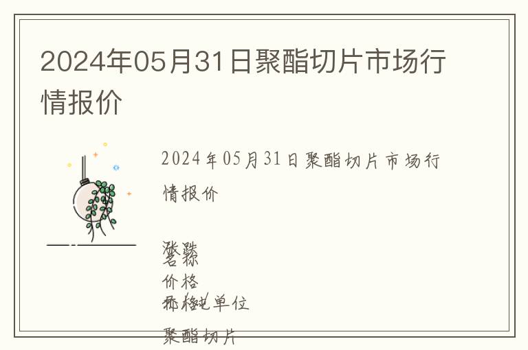 2024年05月31日聚酯切片市場行情報(bào)價(jià)