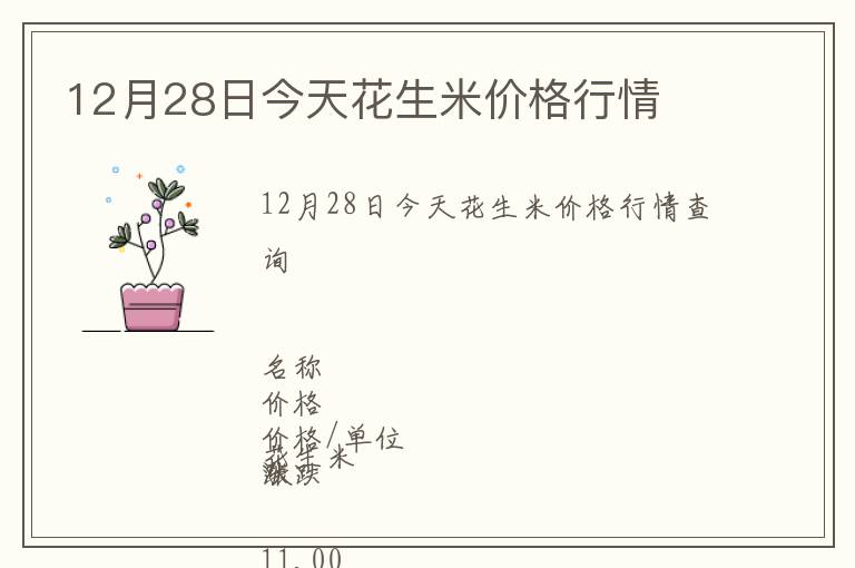 12月28日今天花生米價(jià)格行情