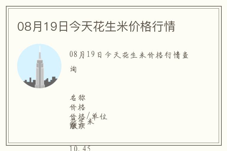 08月19日今天花生米價(jià)格行情