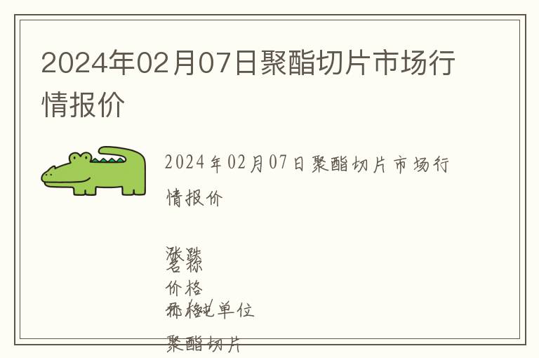 2024年02月07日聚酯切片市場行情報價