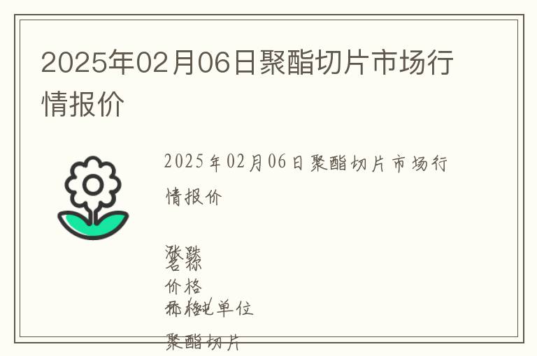 2025年02月06日聚酯切片市場行情報價
