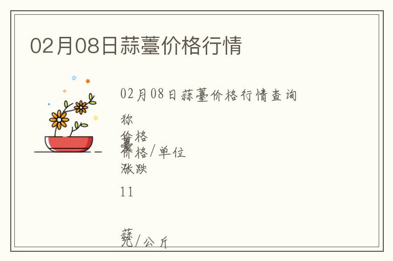 02月08日蒜薹價格行情