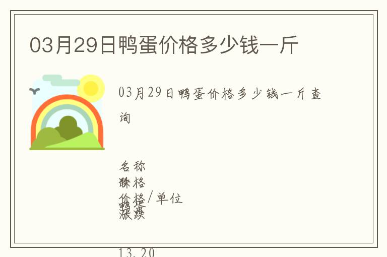 03月29日鴨蛋價格多少錢一斤