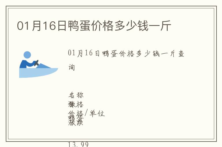 01月16日鴨蛋價格多少錢一斤