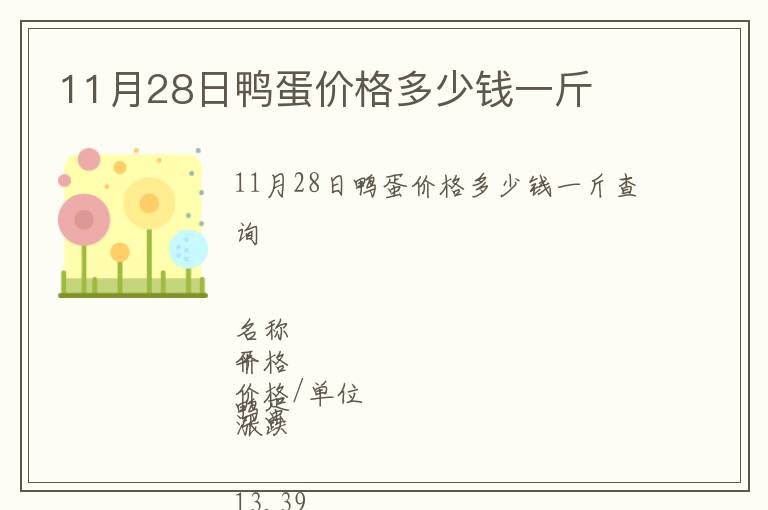 11月28日鴨蛋價(jià)格多少錢一斤
