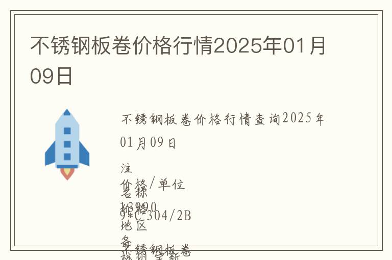 不銹鋼板卷價格行情2025年01月09日