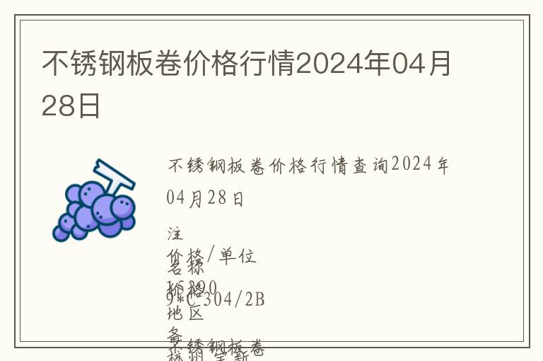 不銹鋼板卷價格行情2024年04月28日