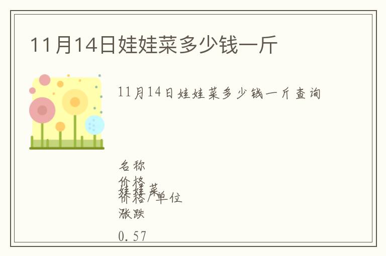11月14日娃娃菜多少錢一斤