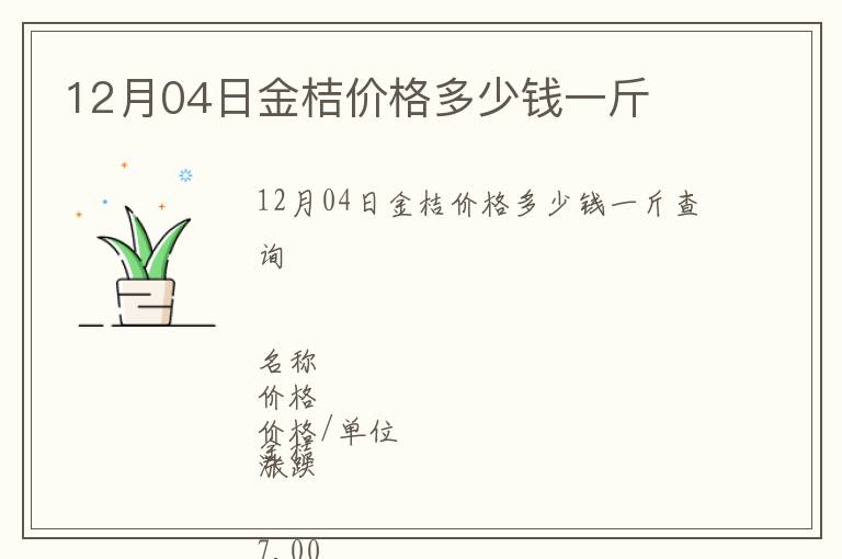 12月04日金桔價格多少錢一斤