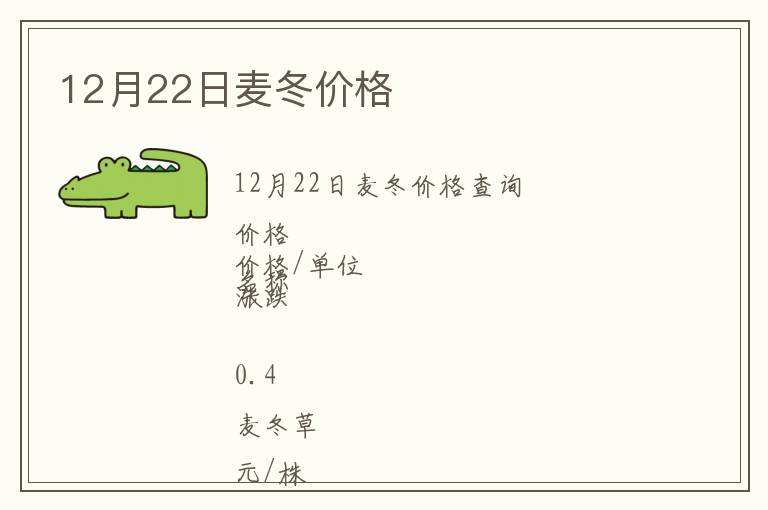 12月22日麥冬價(jià)格