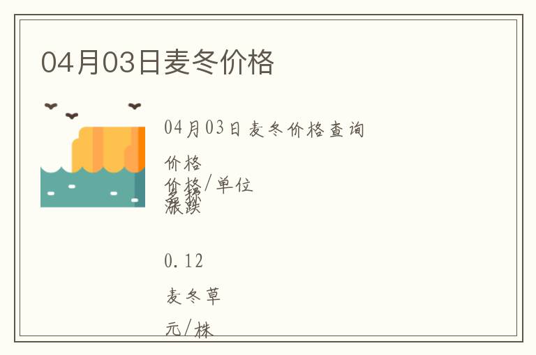 04月03日麥冬價(jià)格