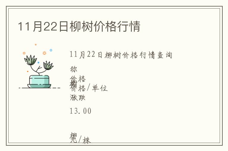 11月22日柳樹價格行情