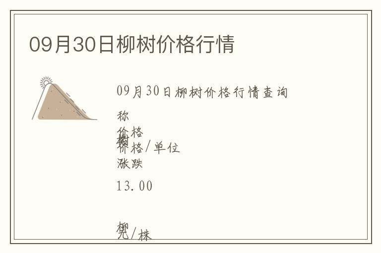 09月30日柳樹價(jià)格行情